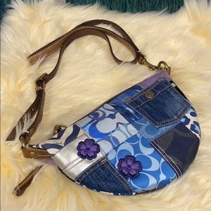 Coach Indigo Denim Blue Patchwork Hobo Mini Bag
